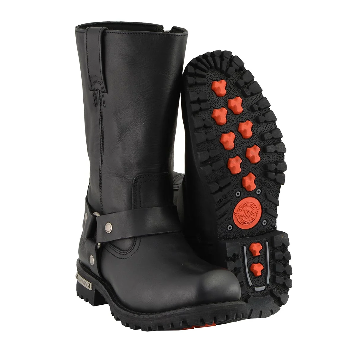 Flexible Milwaukee Leather Men s Classic Harness 11-Inch Motorcycle Boots – Premium Cowhide Wide-Width Sizes MBM131W Selected