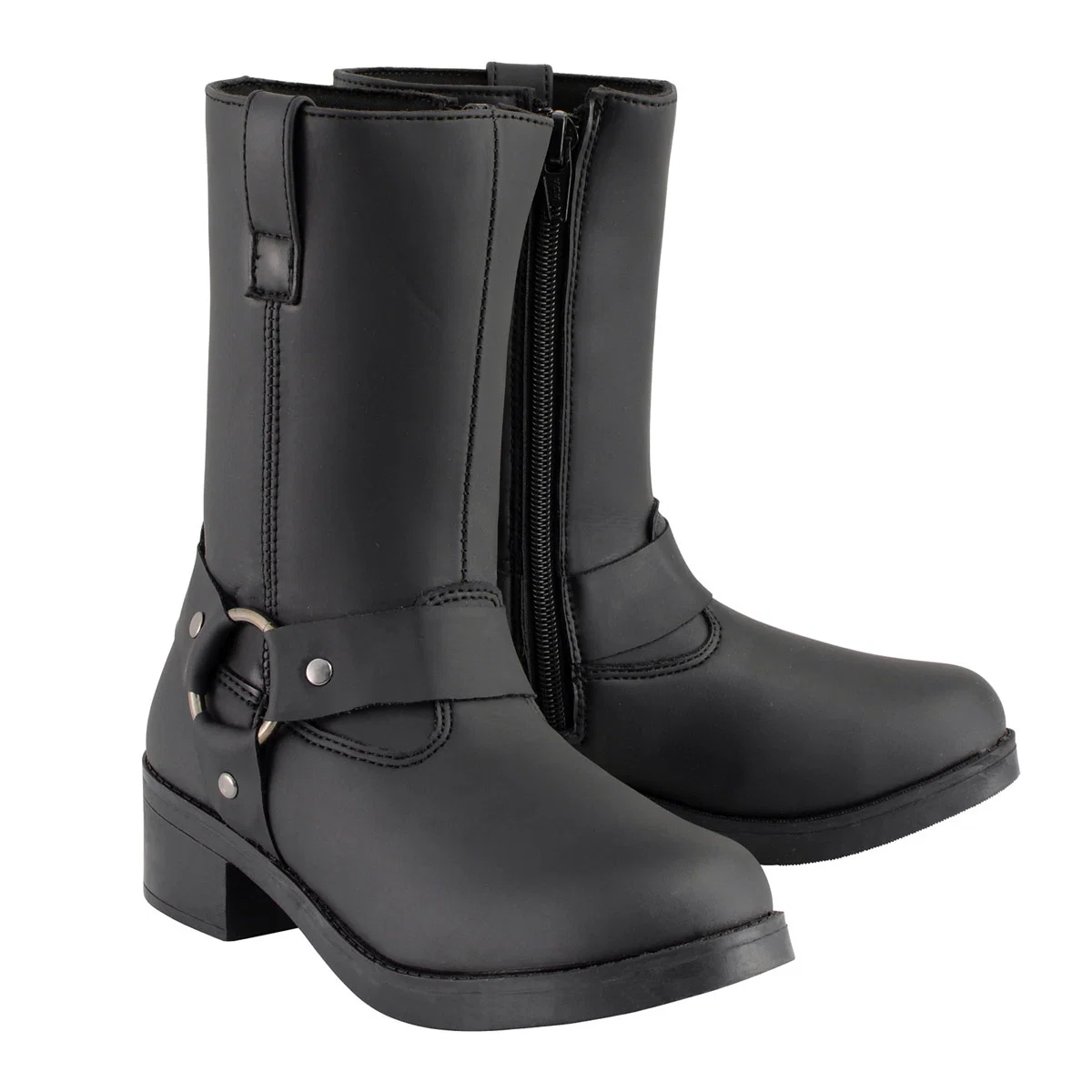 Verified Milwaukee Leather MBK9280 Boys Classic Black Harness Biker Boots Proven