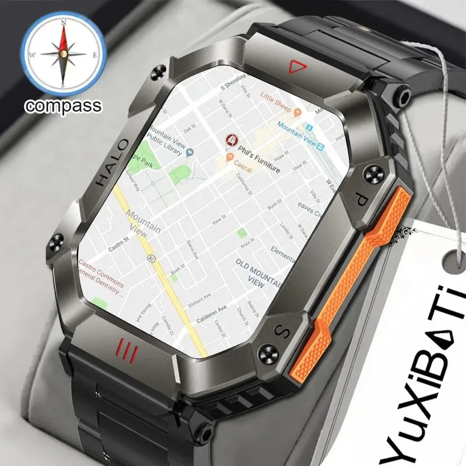 Green Military Outdoor Smart Watch - GPS Weather Tracking AI Voice 120 Sports Modes for Men and Women Modern