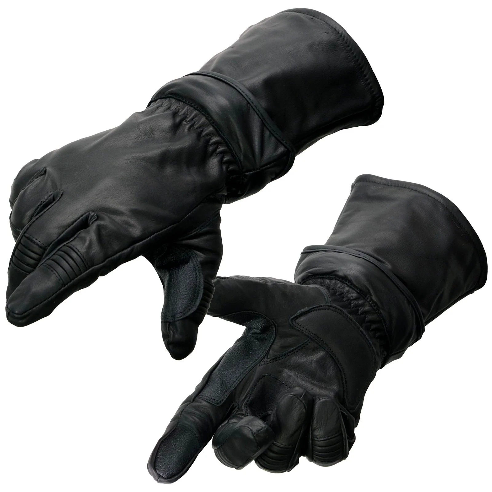 Solid Milwaukee Leather Men's Gauntlet Motorcycle Hand Gloves-Removeable Zip-Off-Long Cuff Thermal Lined Gel Palm-SH710 Reliable
