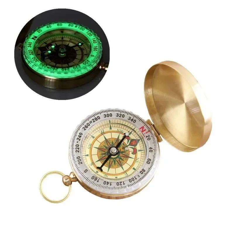 User-Friendly Portable Pocket Brass Gold Color Compass with Noctilucent Display - I for Outdoor Camping and Hiking Specialty