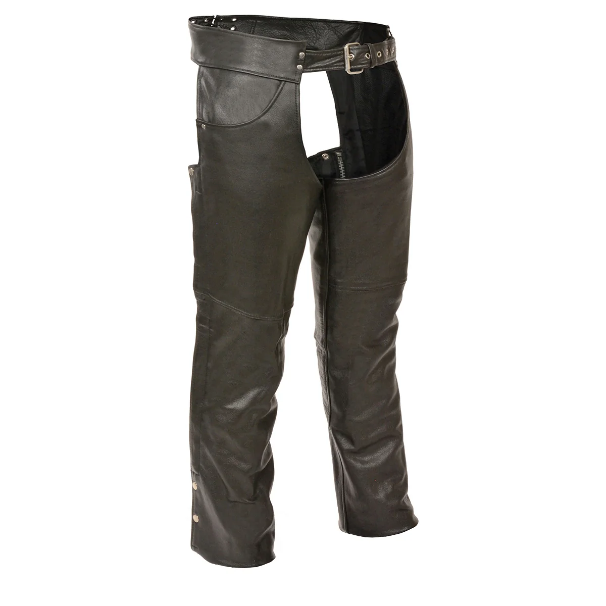 Practical Leather XS1101 Men's Black Classic Leather Chaps with Jean Pockets Smart