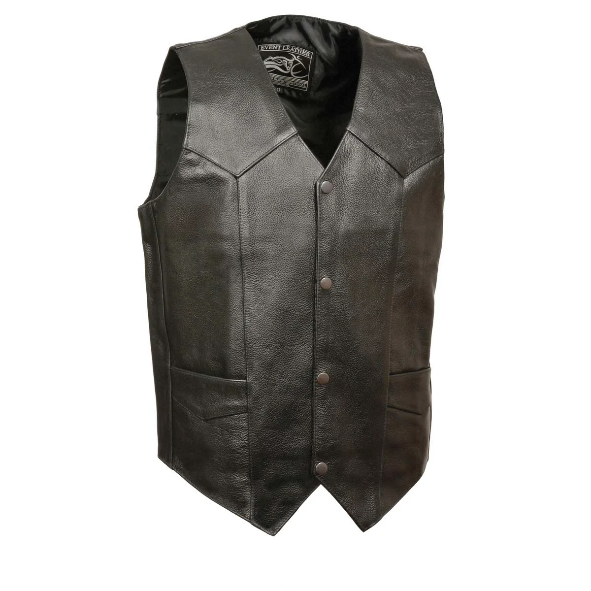 Advanced Event Leather XS5310 Men's Classic Snap Front Biker Leather Vest Environmentally Friendly