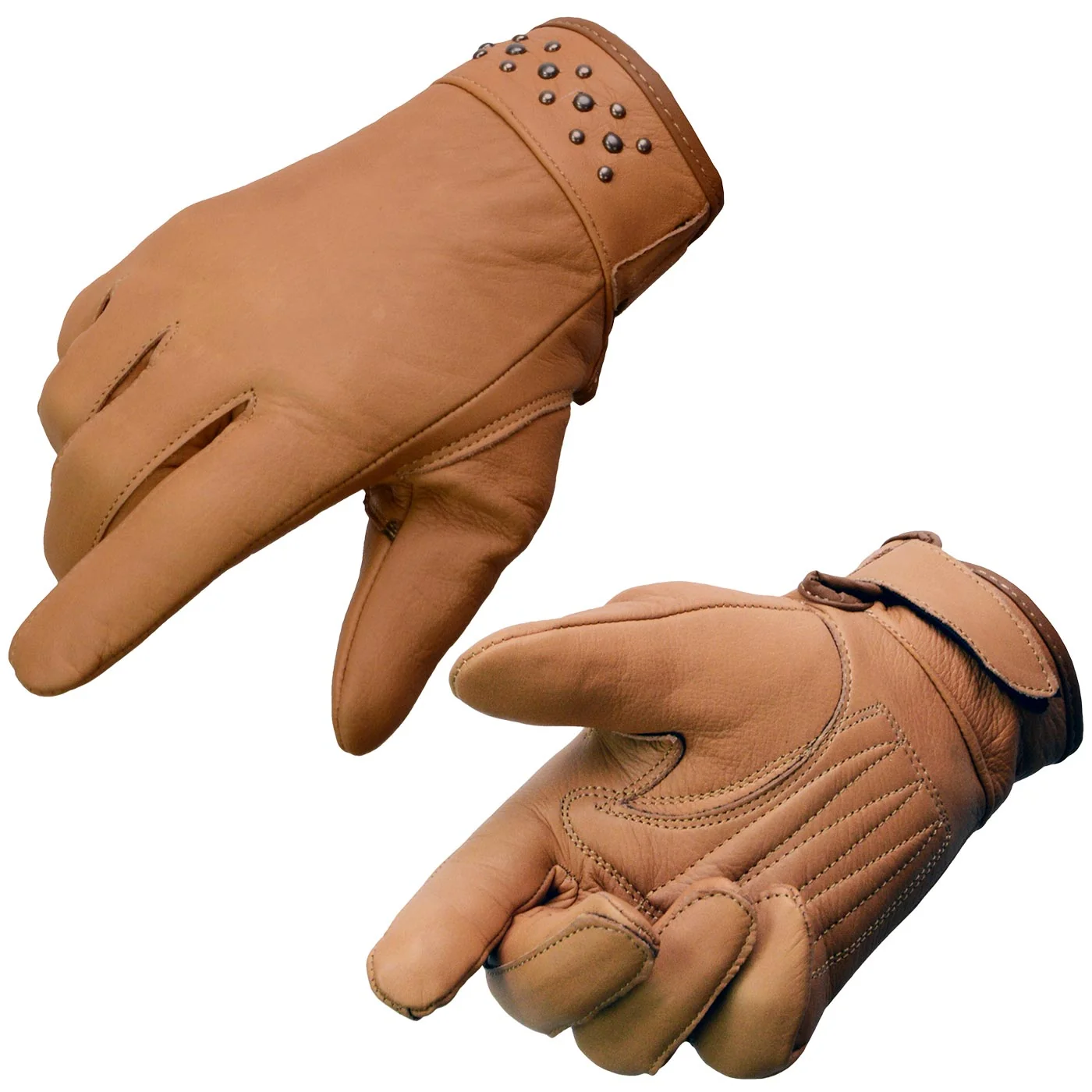Genuine Milwaukee Leather MG7760 Women's Saddle Leather Gel Palm Lightweight Motorcycle Hand Gloves W Stylish Wrist Detailing Elite
