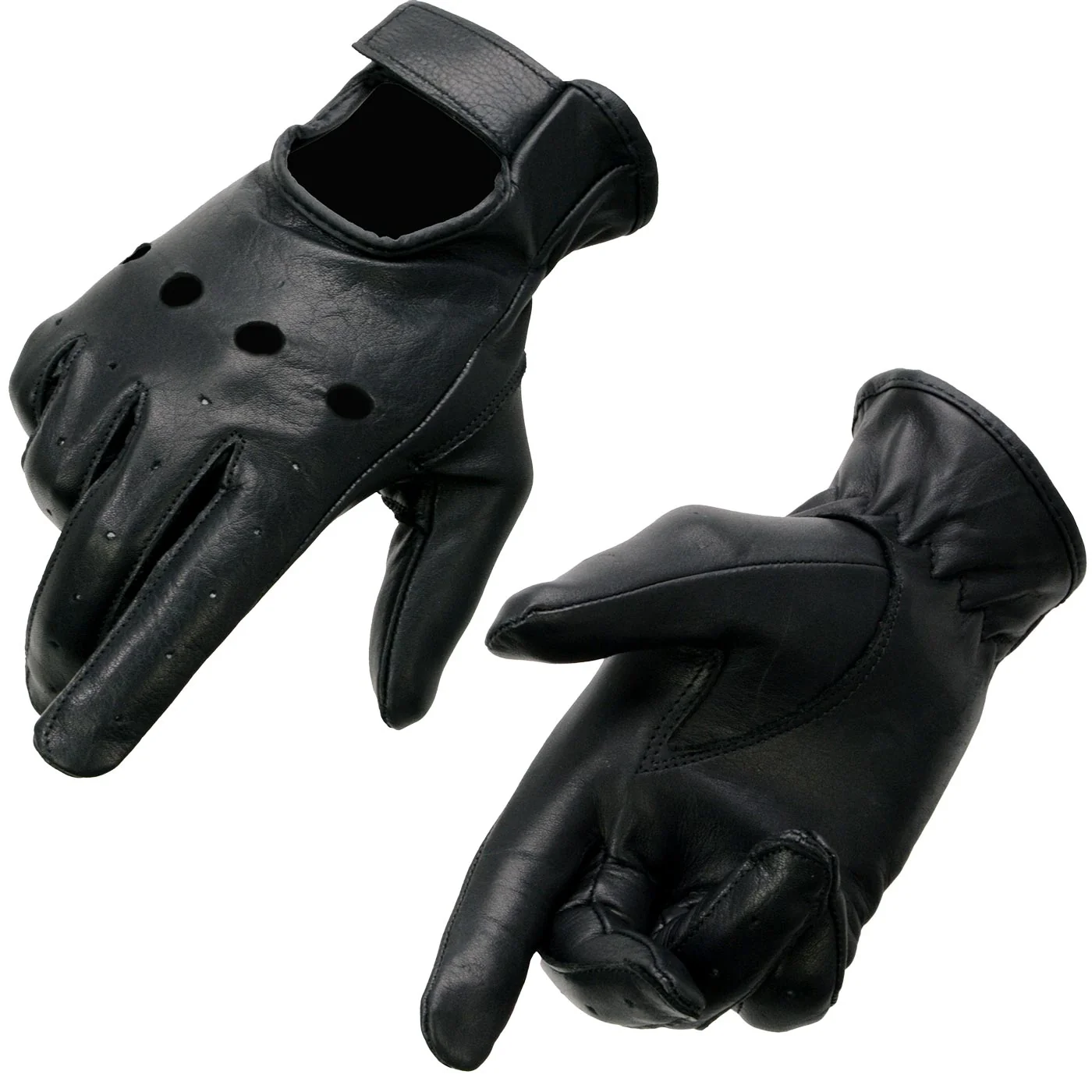 Refined Milwaukee Leather SH721 Women's Black Perforated Leather Full Finger Motorcycle Hand Gloves W Breathable Open Knuckle Healthy