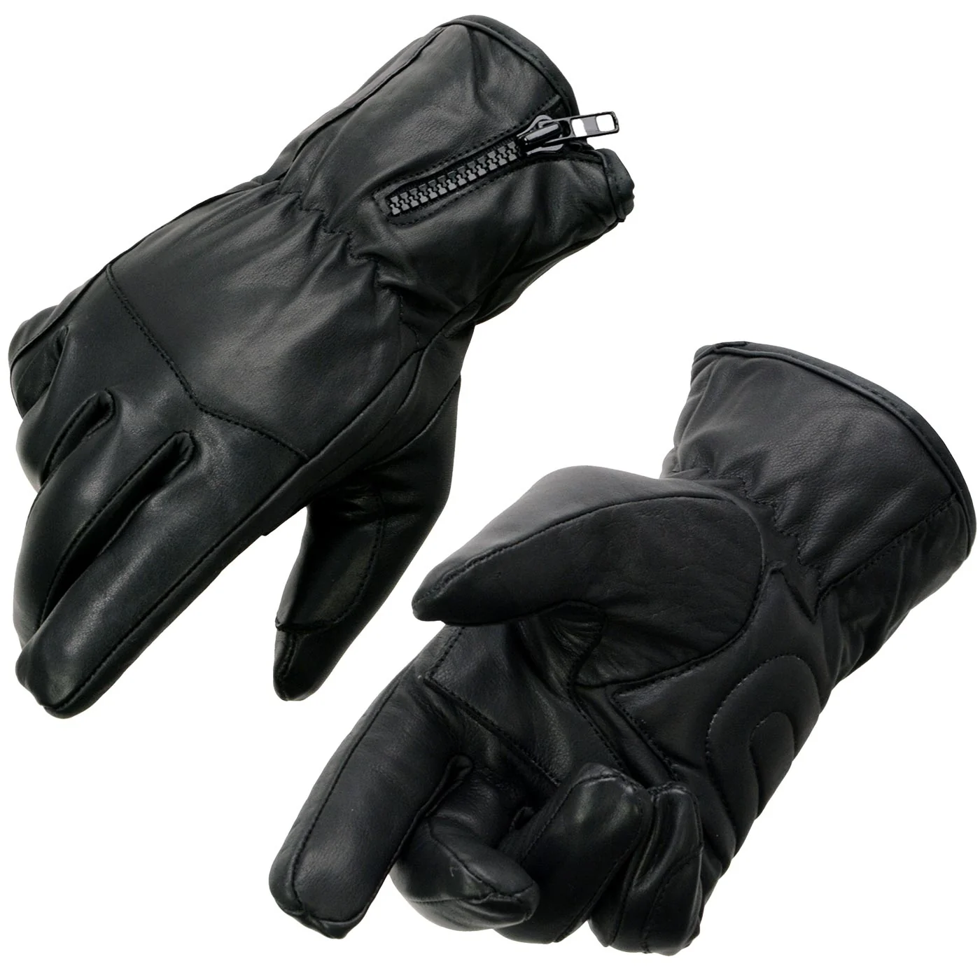 Specialty Milwaukee Leather MG7575 Men's Black Premium Leather Long Wrist Gloves with Zipper Top Clean