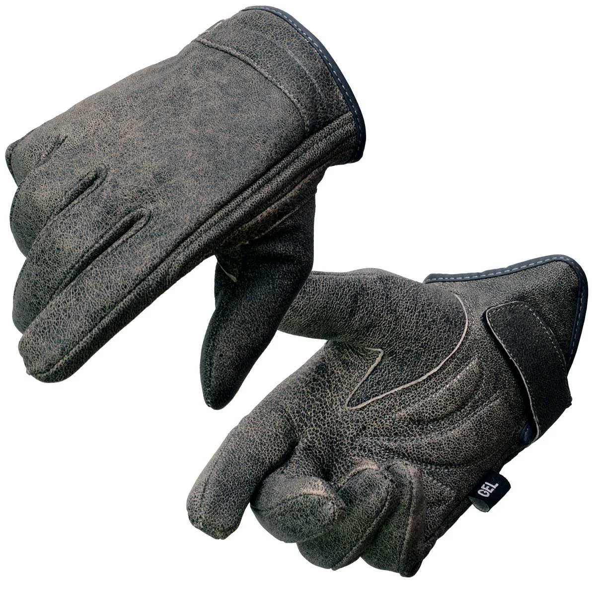 Reusable Milwaukee Leather MG7511 Men's Grey Leather Gel Padded Palm Short Wrist Motorcycle Hand Gloves W Full Panel Cover Fast