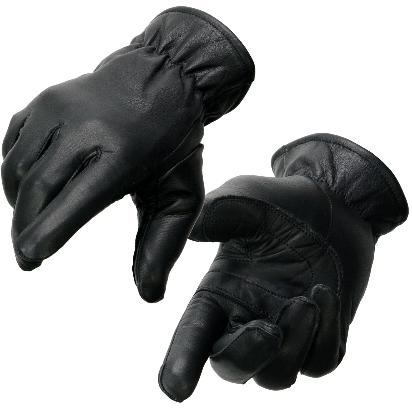 Superior Milwaukee Leather MG7715 Women's Black Leather Thermal Lined Motorcycle Gloves w Cinch Wrist Closure Smooth