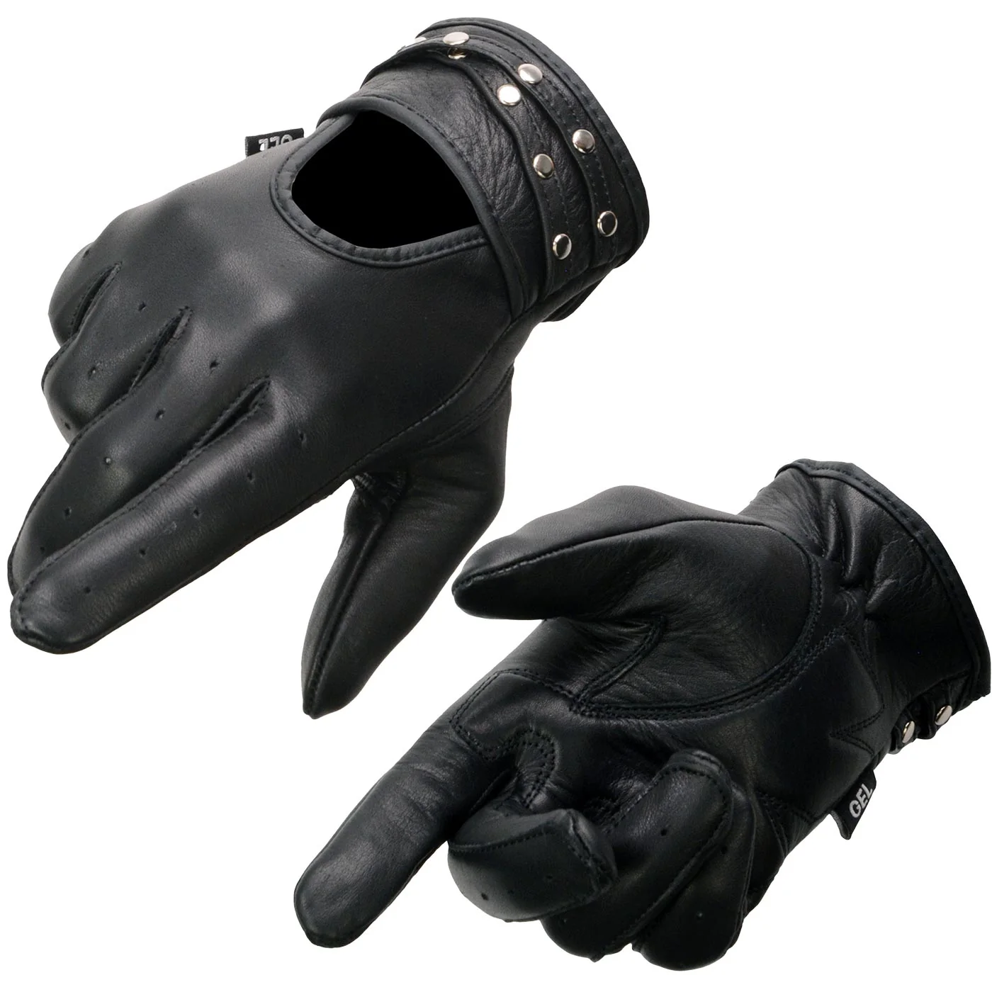 Soft Milwaukee Leather MG7765 Women's Black Leather Gel Palm Open Wrist Motorcycle Hand Gloves W Stylish Wrist Detailing Classic