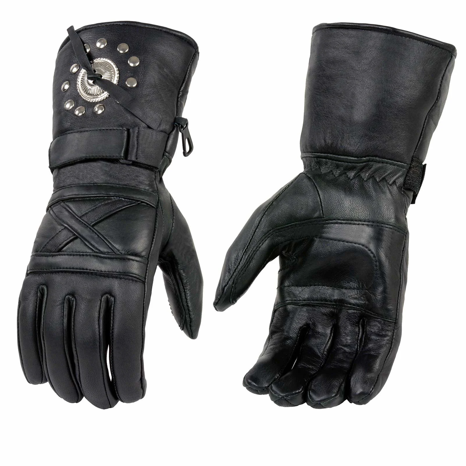 Superior Milwaukee Leather SH231 Men's Black Leather Warm Gauntlet Motorcycle Cold Weather Gloves User-Friendly