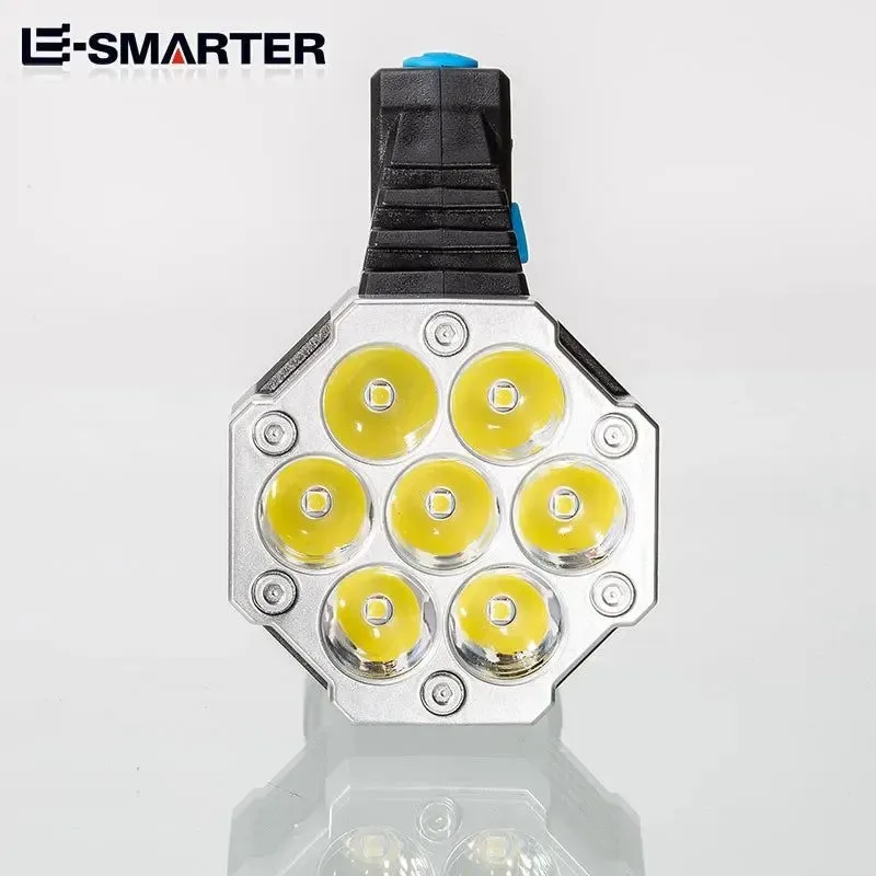 Crafted High Power LED Camping Torch - Rechargeable Hand Lantern with 7 Lamp Beads and COB Side Light Practical