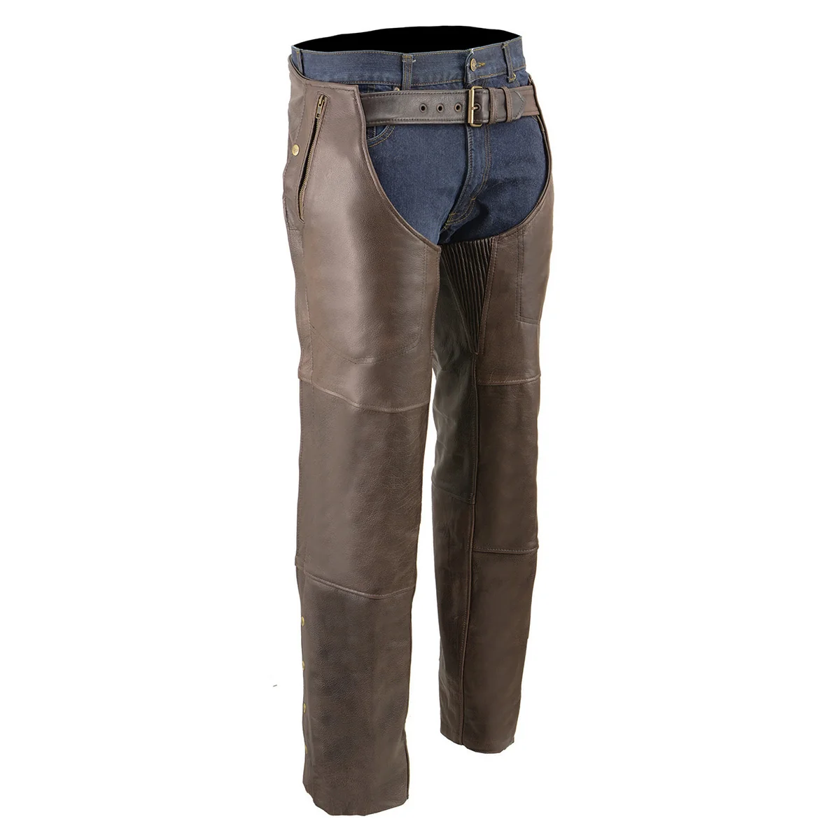 Luxury Milwaukee Leather Men's Retro Brown Premium Leather Motorcycle Rider Chaps w Snap Out Thermal Liner 4-Pockets-ML1191RT Long-Lasting