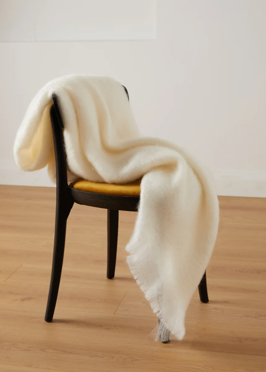 Fast Foxford Off-White Mohair Throw Recyclable