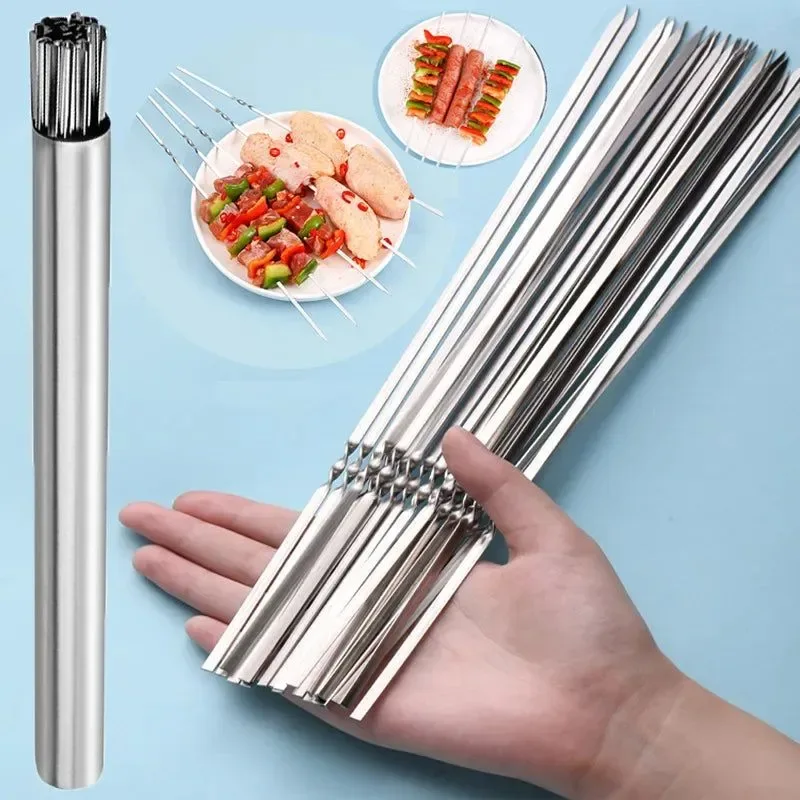 Verified Stainless Steel Skewers - 10 15 Pcs Reusable Kebab Sticks for Outdoor Camping Picnic and Cooking Quality