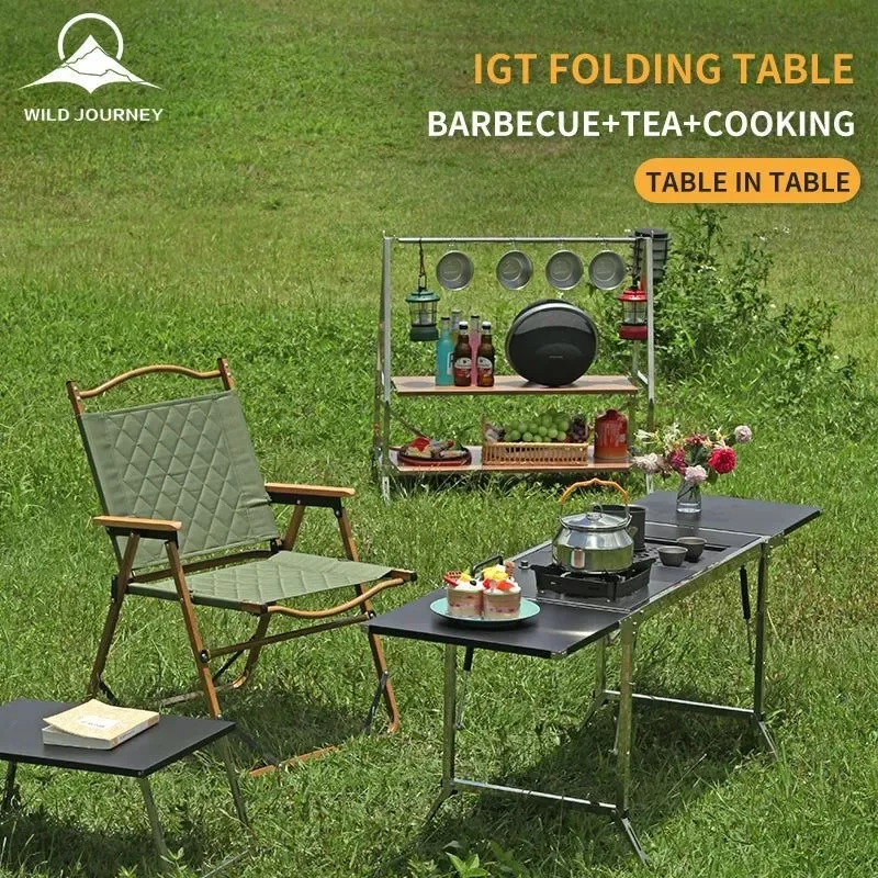 Easy-to-Use Wild Journey 304 Stainless Steel IGT Folding Table – Modular Camping Picnic BBQ Table System User-Friendly