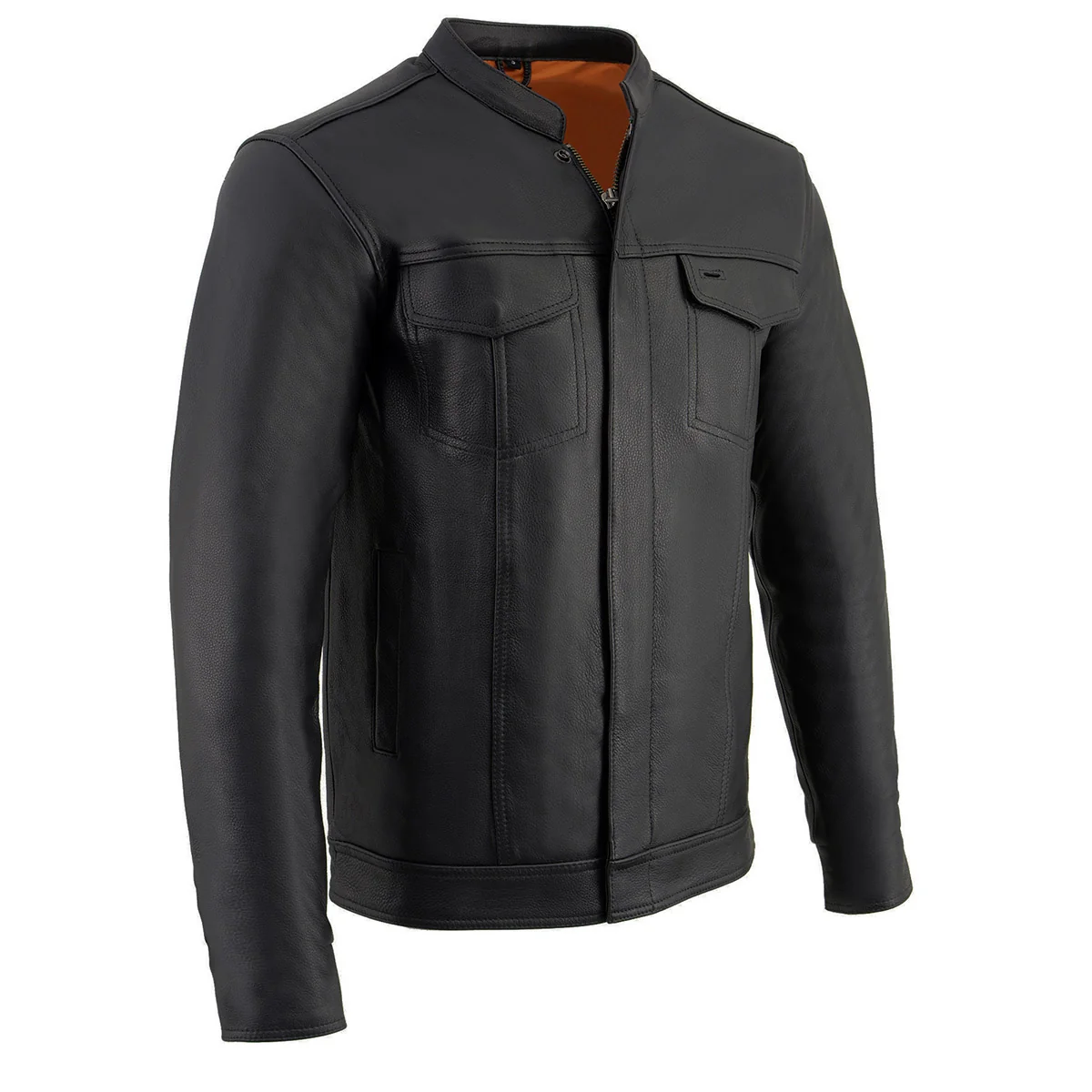 Safe Milwaukee Leather MLM1610 Men's Club Style Black Casual Biker Leather Shirt with Dual Closure Innovative