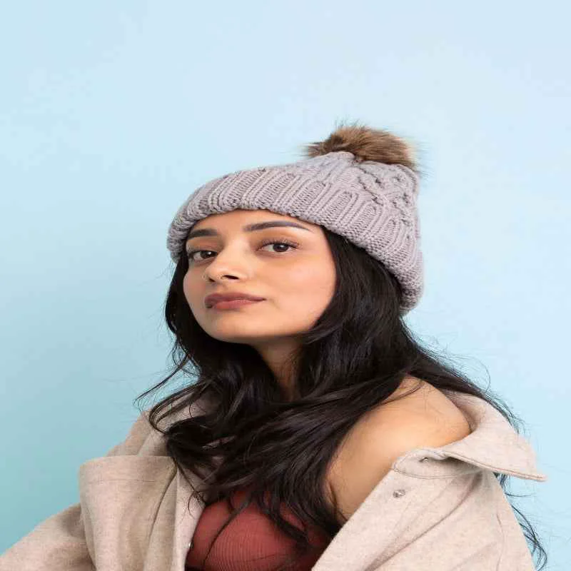 Certified Faux Pom Beanie for Stylish Warmth and Comfort Minimalist