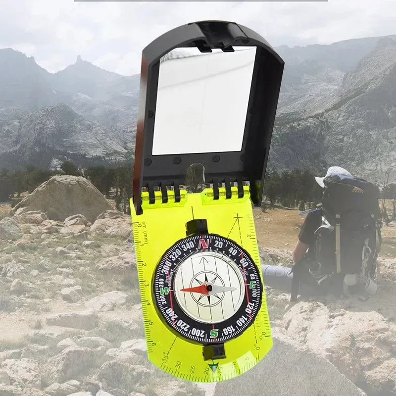 Dependable Flip Multifunctional Mirror Compass with Scale Map Ruler - for Outdoor Hiking and Camping Trendy