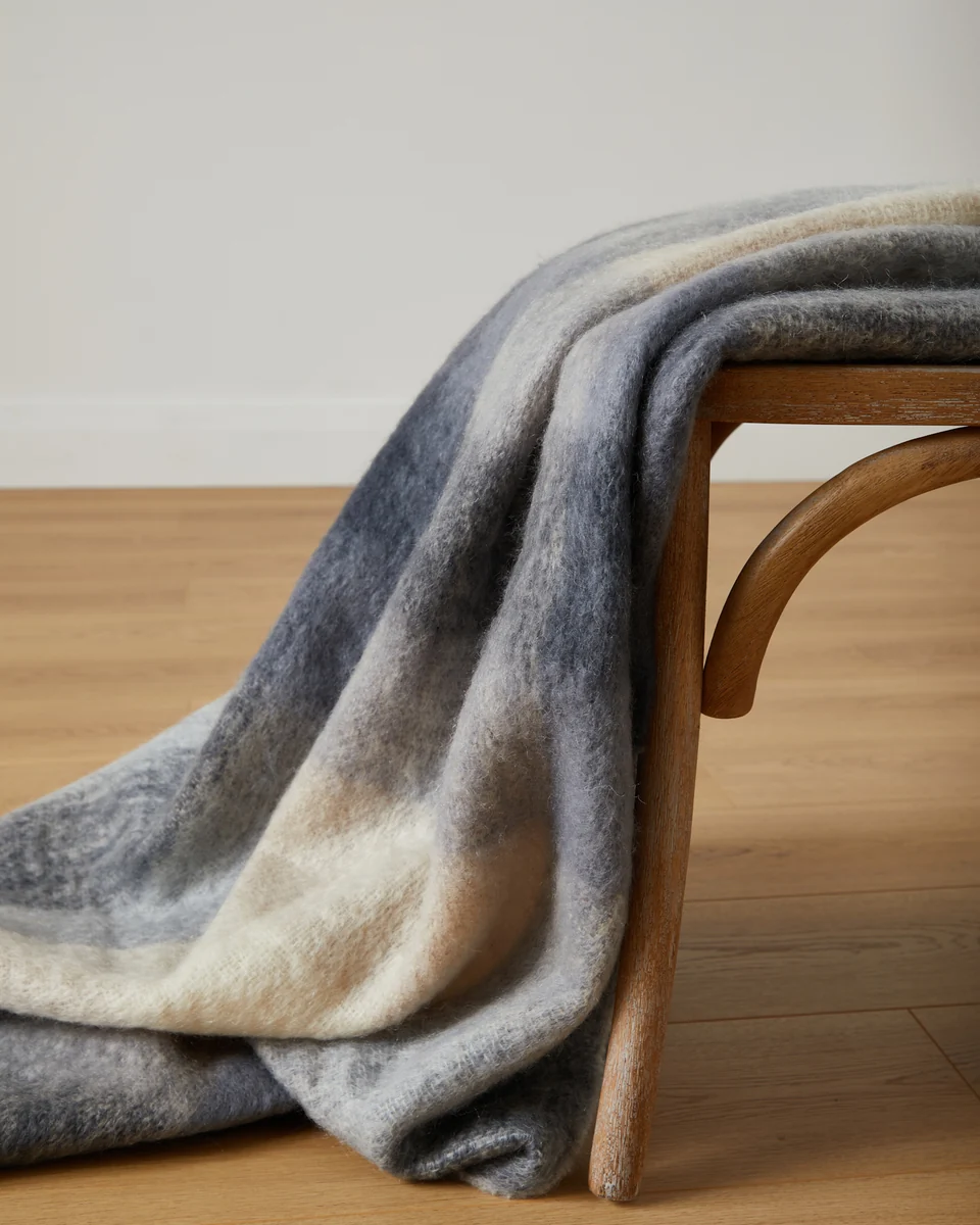 Certified Foxford Classic Check Mohair Throw Elegant