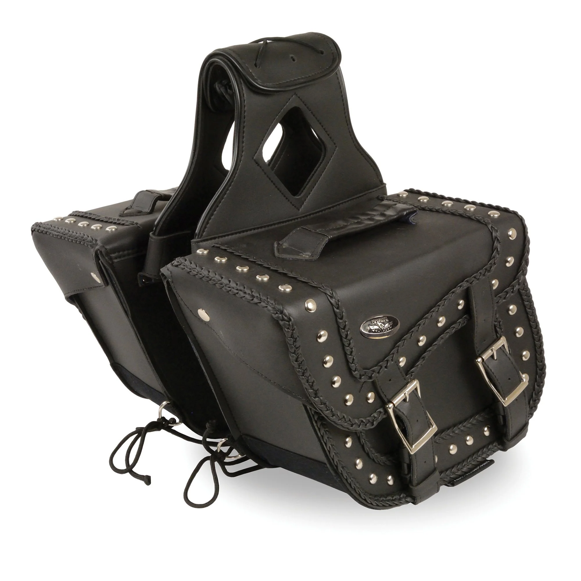 Professional Milwaukee Leather SH66301ZB Black PVC Medium Braided Zip Off Throw Over Saddlebags Easy-to-Use
