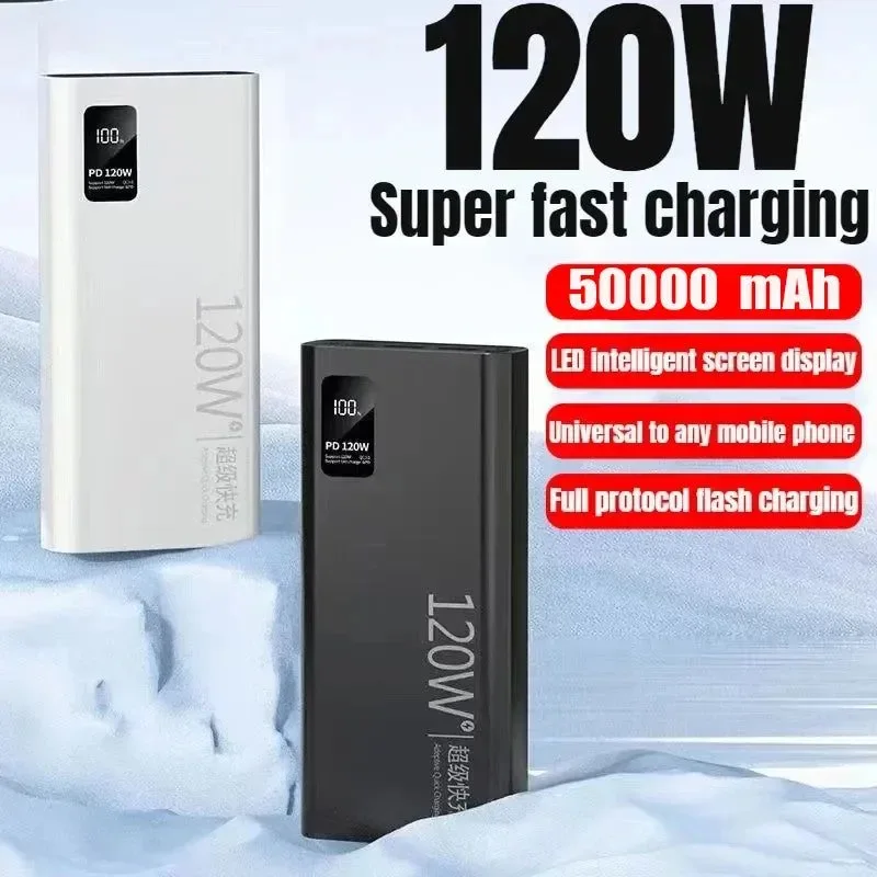 Sophisticated 50000mAh Power Bank Portable Battery Charger with Wireless Charging Built-in Cables and Solar Panel for iPhone Xiaomi Huawei Samsung Responsible