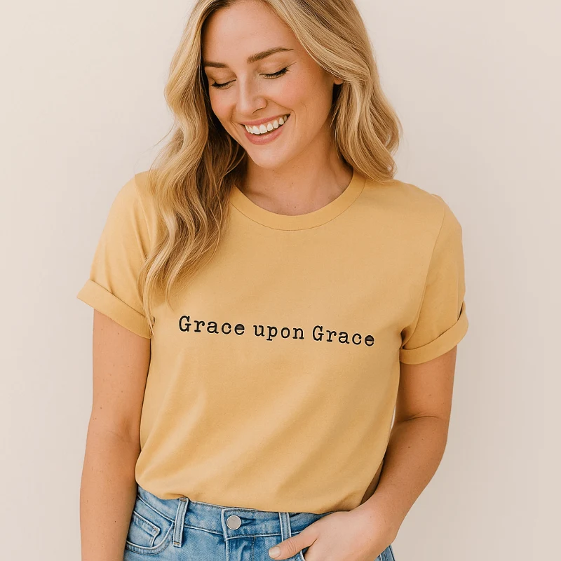 Secure Grace Upon Grace Shirt for Faith-Focused Women - Inspiring Christian Apparel Lightweight