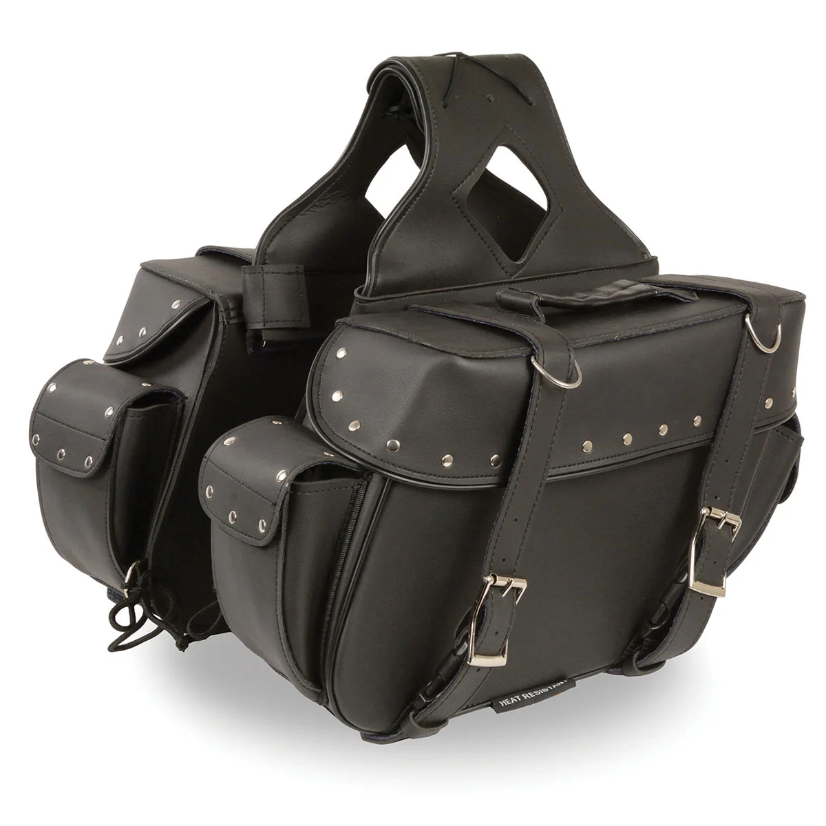 Original Design Milwaukee Leather SH574ZB Black Large Zip-Off PVC Throw Over Riveted Motorcycle Saddlebags High-Performance