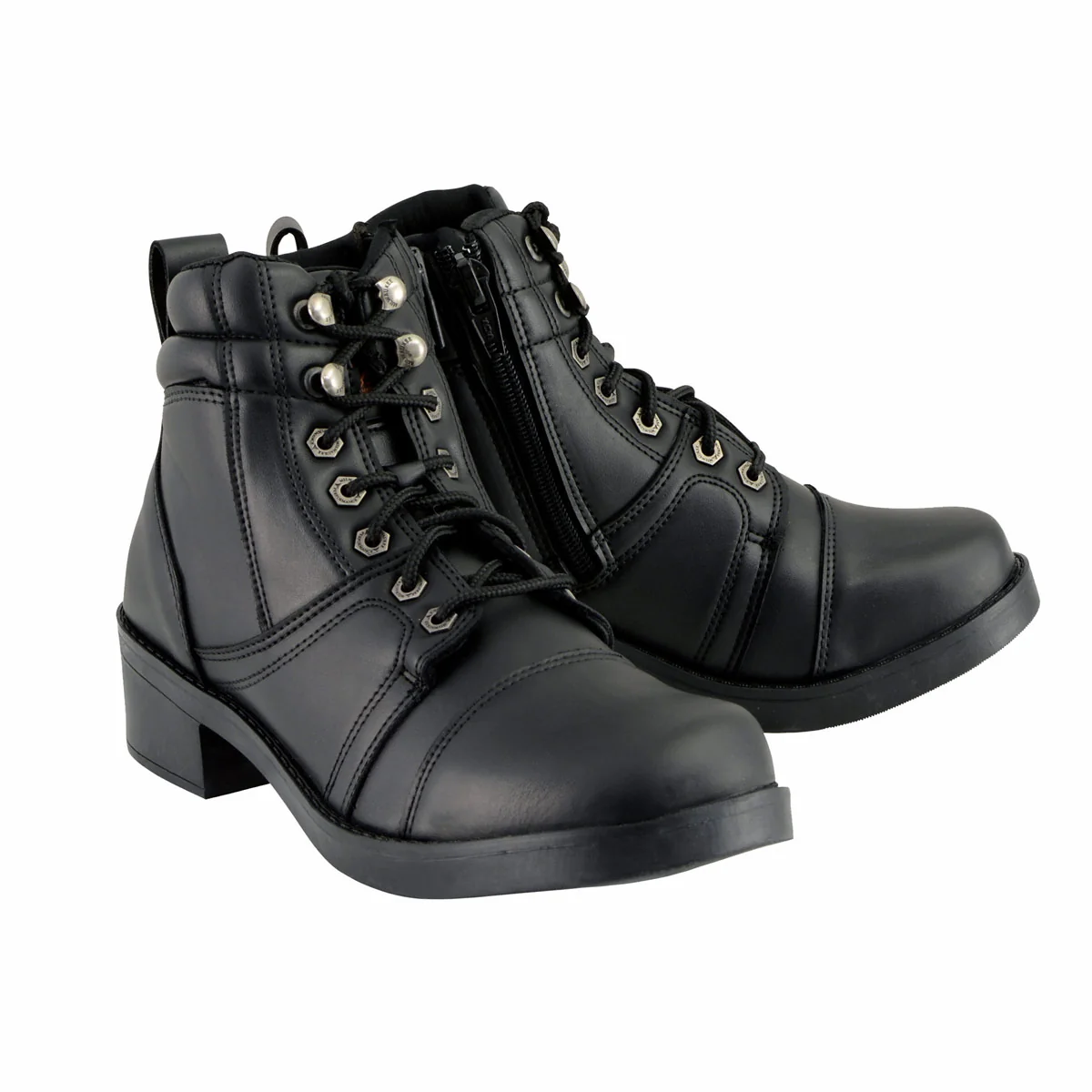 Pure Milwaukee Leather MBK9255 Boys Black Lace-Up Boots with Side Zipper Entry Minimalist