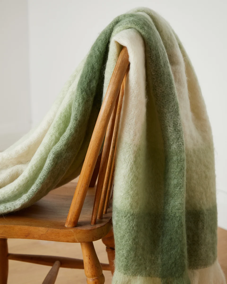 Breathable Foxford Newgrange Mohair Throw Green