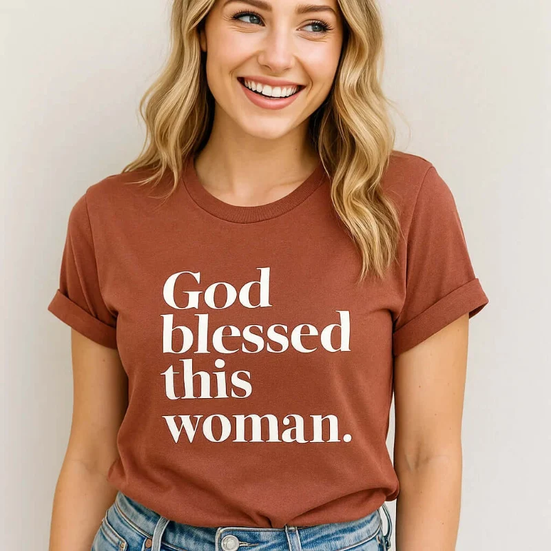 Safe God Blessed Woman T-Shirt - Inspirational Faith-Based Apparel Natural