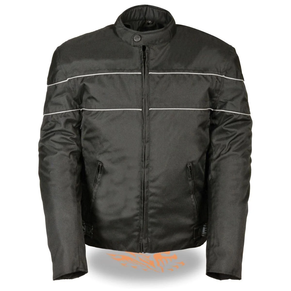 Modern NexGen SH212102 Men's Black Textile Vented Moto Jacket with Reflective Piping Minimalist