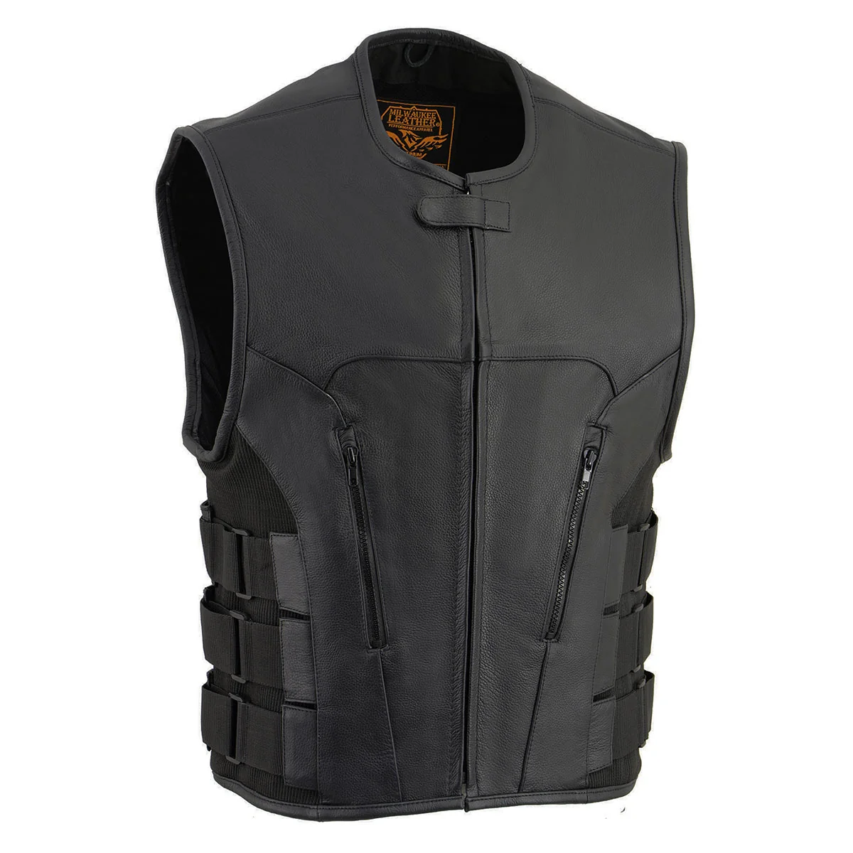 Advanced Milwaukee Leather MLM3500 Men's Swat Style Rider Leather Vest w Single Panel Back for Club Patches Traditional