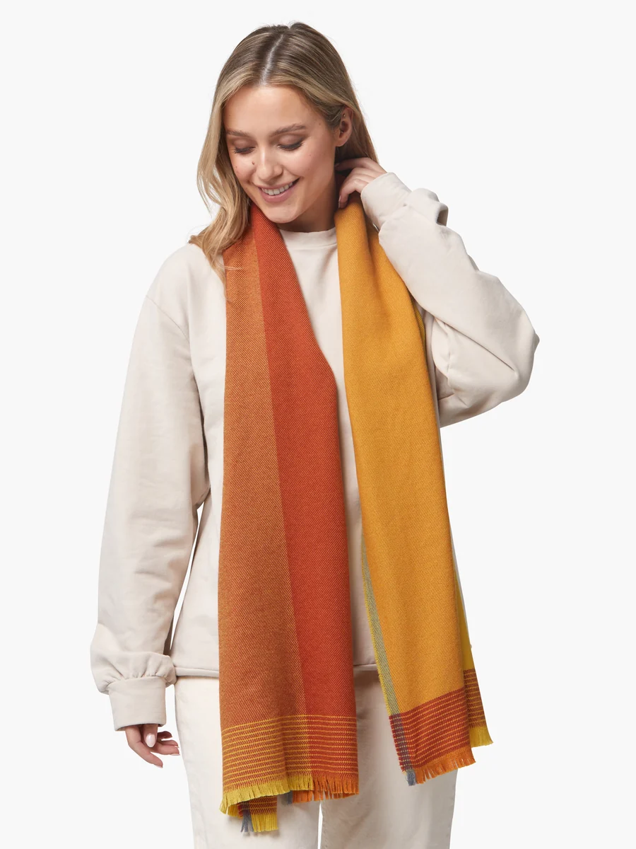 Refined Foxford Yellow Ochre Extra-Fine Merino Scarf Trendy