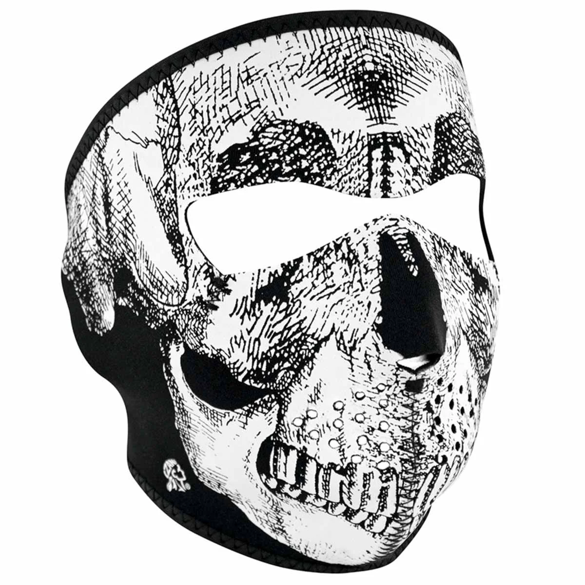 First-Class ZanHeadgear WNFM002G Neoprene Face Mask -Glow in the Dark- Black and White Skull Face Design Organic