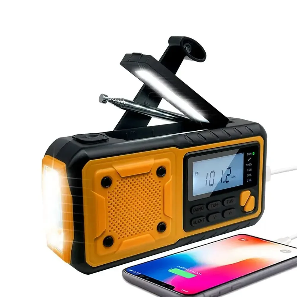 Selected Multifunctional Hand Crank Solar USB Charging FM AM SW Radio - Emergency LED Flashlight Torch with 4000mAh Power for Camping SPECIFICATIONSAbout this item Breathable