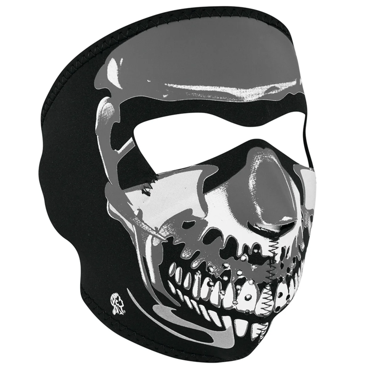 Proven ZanHeadgear WNFM023 Neoprene Full Face Mask with Chrome Skull Design Reliable