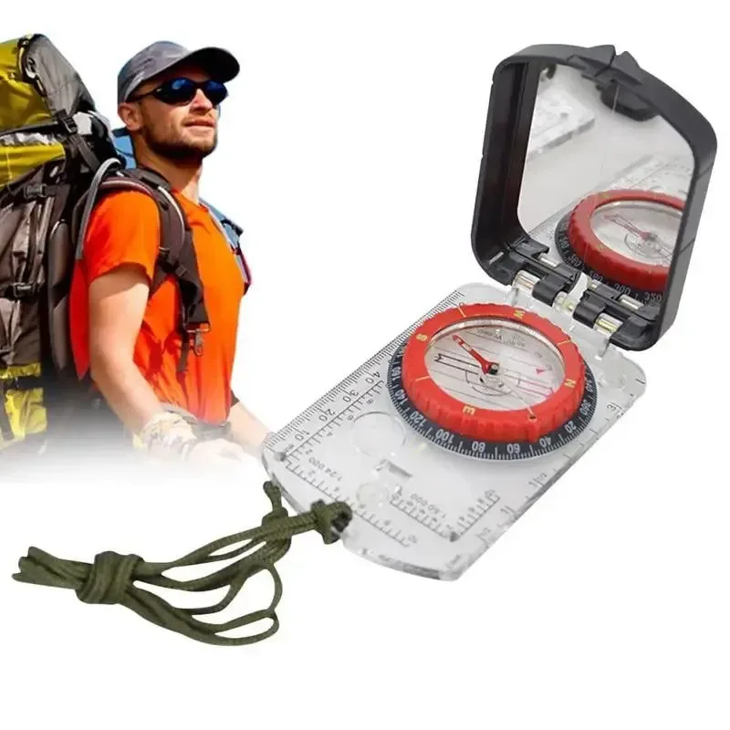 Contemporary Multifunctional Compass Scale - Map Ruler Mirror Outdoor Guiding Tool with Acrylic Base for Camping and Survival Crafted