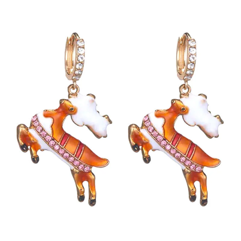 High-Quality Reindeer Crystal Earrings Green
