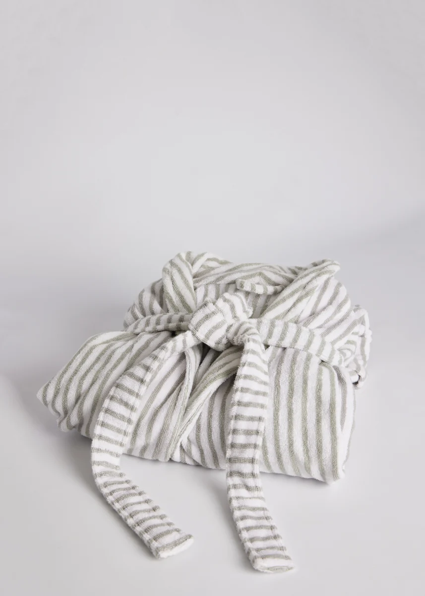 Reusable Foxford Striped Towelling Bathrobe Powerful