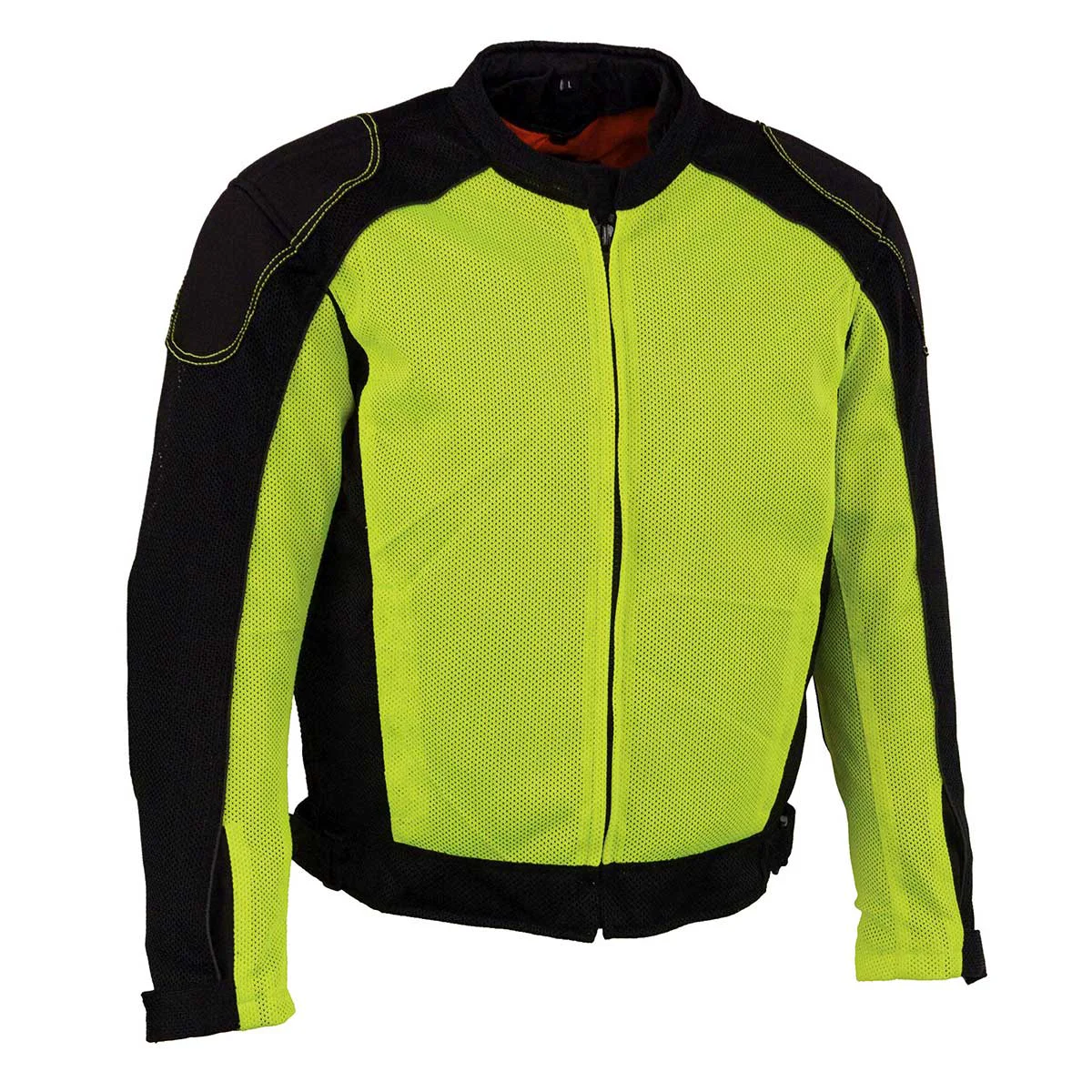 Stylish Milwaukee Leather MPM1790 Men's Black and Neon Green Hi Vis Mesh Racer Armored Jacket with Removable Rain Jacket User-Friendly