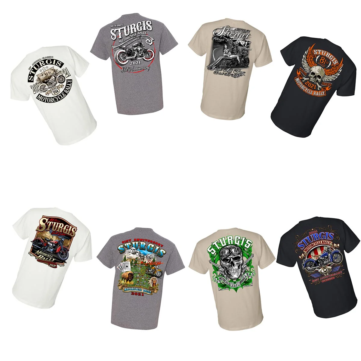 High-Grade Milwaukee Leather XS16008 Men s 81st Sturgis Assorted 4 for 30.00 T-Shirts Premium