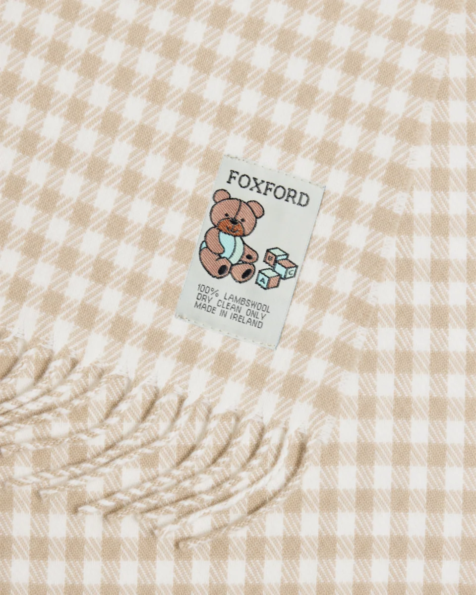 Effective Foxford Fawn Gingham Lambswool Baby Blanket Breathable