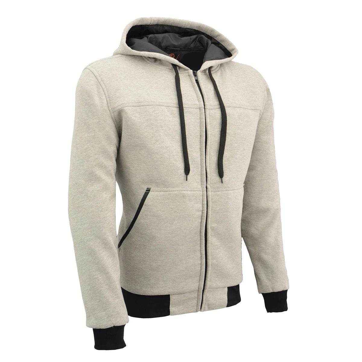 Green Milwaukee Leather Men's Silver Streetguard Riding Hoodie - Aramid Reinforced with CE Shoulder and Elbow Armor - MPM1788 High-Quality