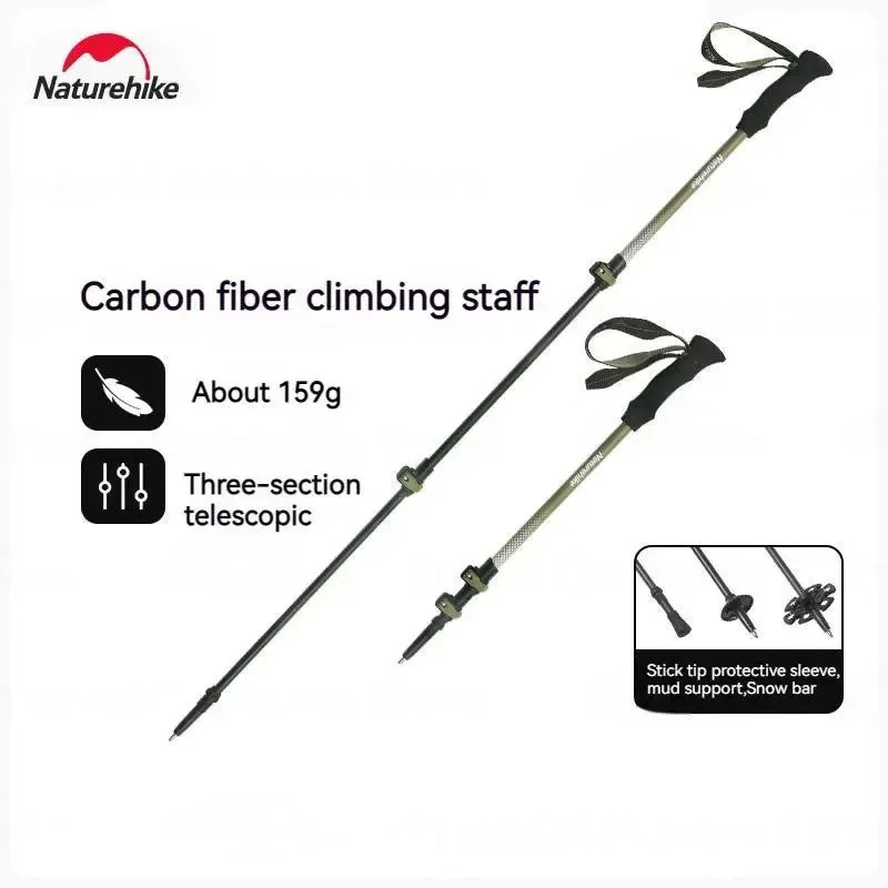 Solid Ultralight 3K Carbon Fiber Telescopic Hiking Stick 3-Section Trekking Pole for Outdoor Climbing Unique