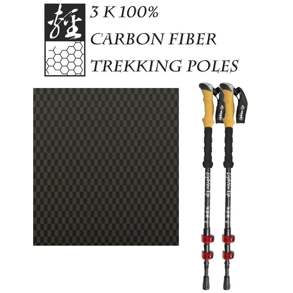 Durable Carbon Fiber Collapsible Trekking Poles – Lightweight Telescopic Hiking Sticks with Cork Handle Pair First-Class