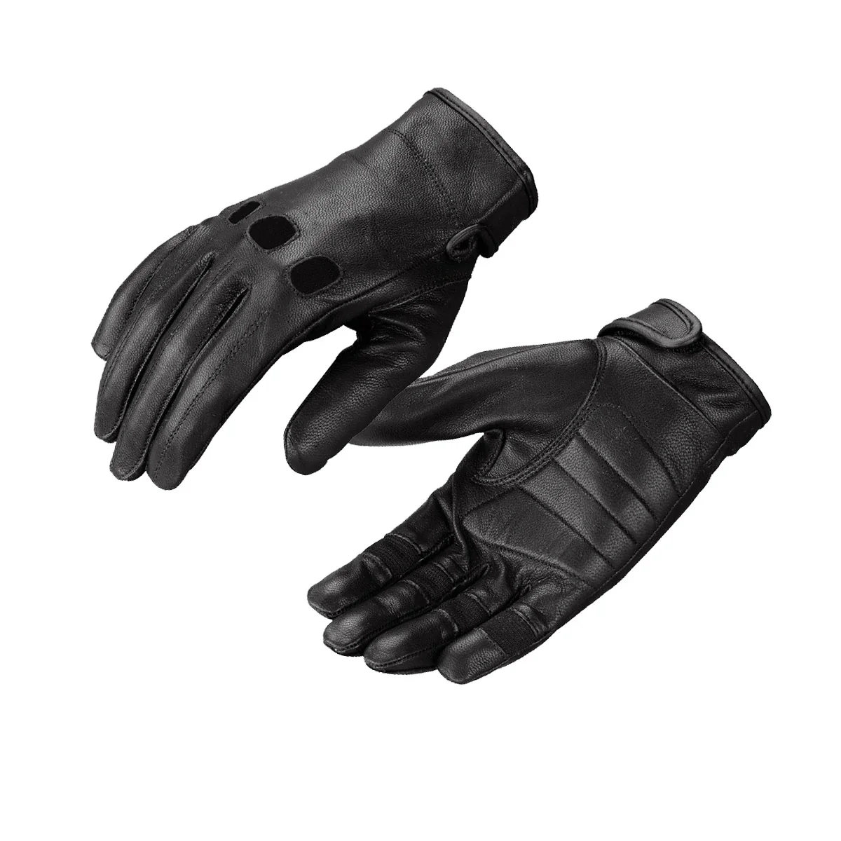 Fine Crafted Milwaukee Leather SH811 Men's Black Leather Full Finger Motorcycle Hand Gloves W Breathable Open Knuckle Premium Material
