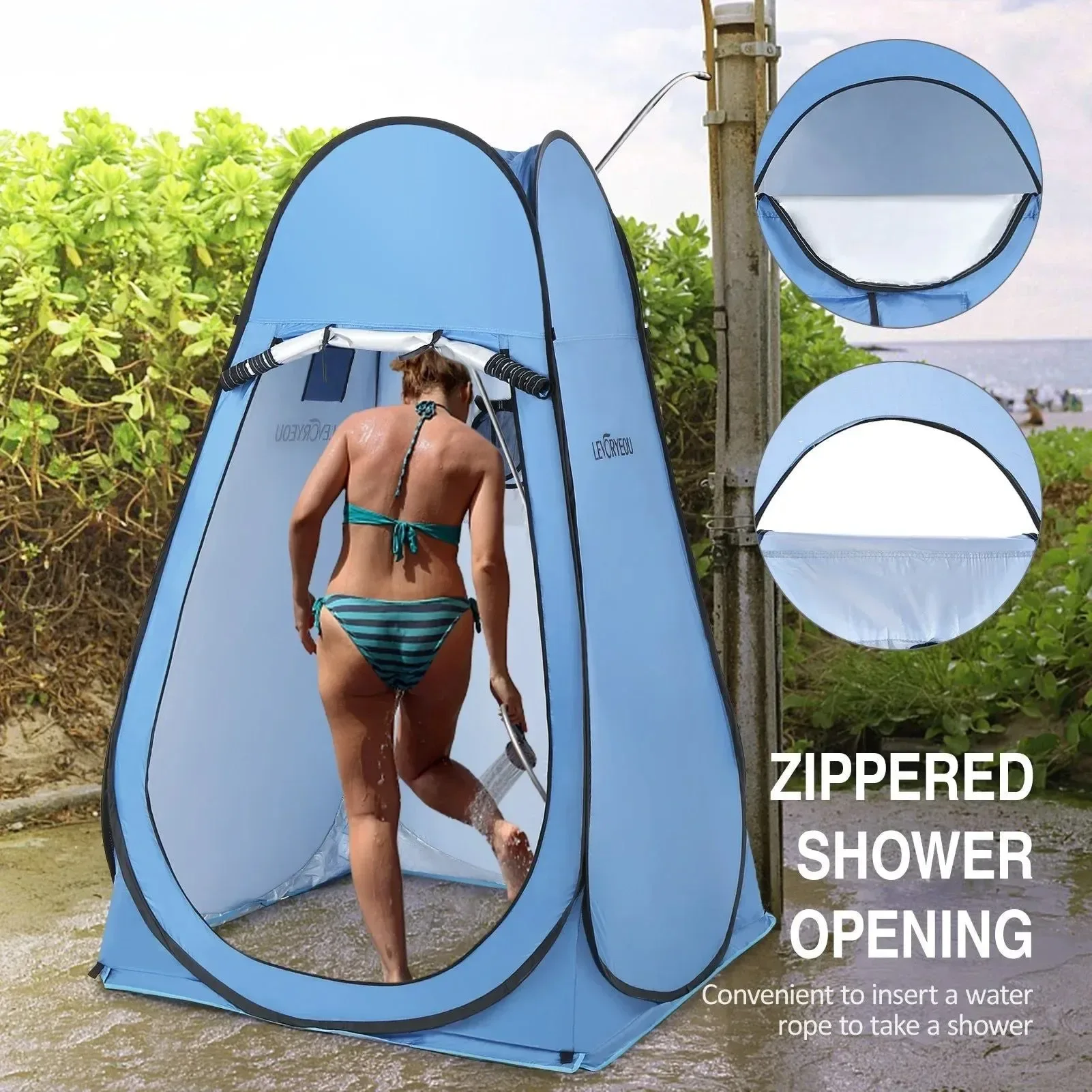 Trusted One-Touch Ultralight Changing Tent - Portable Outdoor Camping Beach Instant Shower Tent Pop Up Privacy Shelter with Window Pure