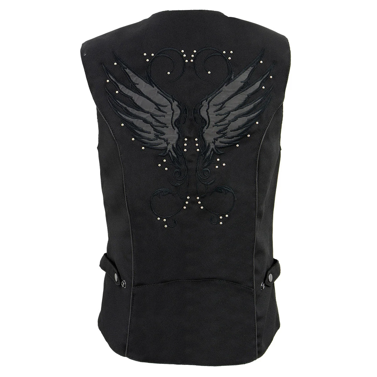 Unique Milwaukee Leather SH1955 Ladies Black Textile Vest with Wing Embroidery Specialty