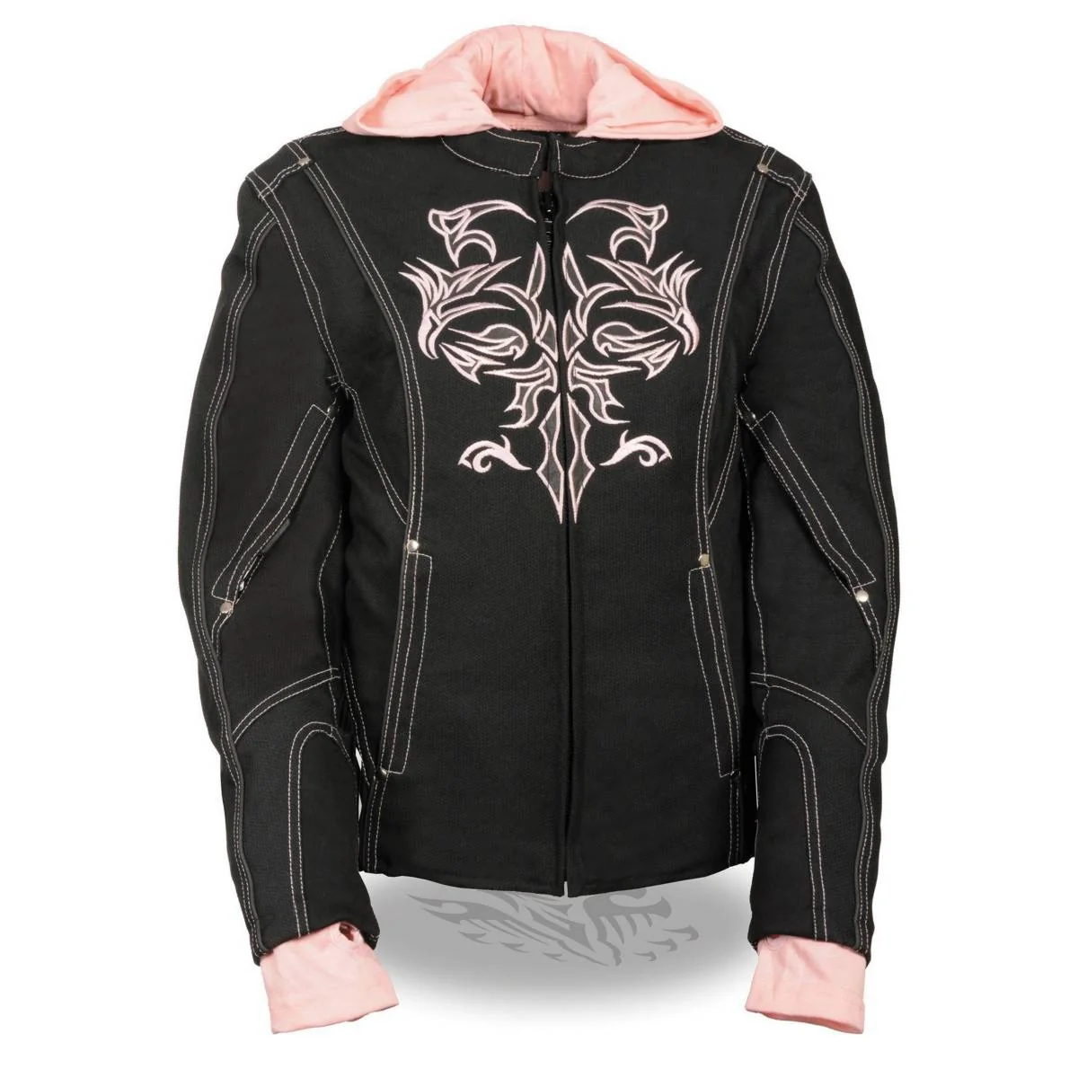 High-Performance NexGen SH1966 Ladies Black and Pink 3 4 Jacket with Reflective Tribal and Hoodie Professional