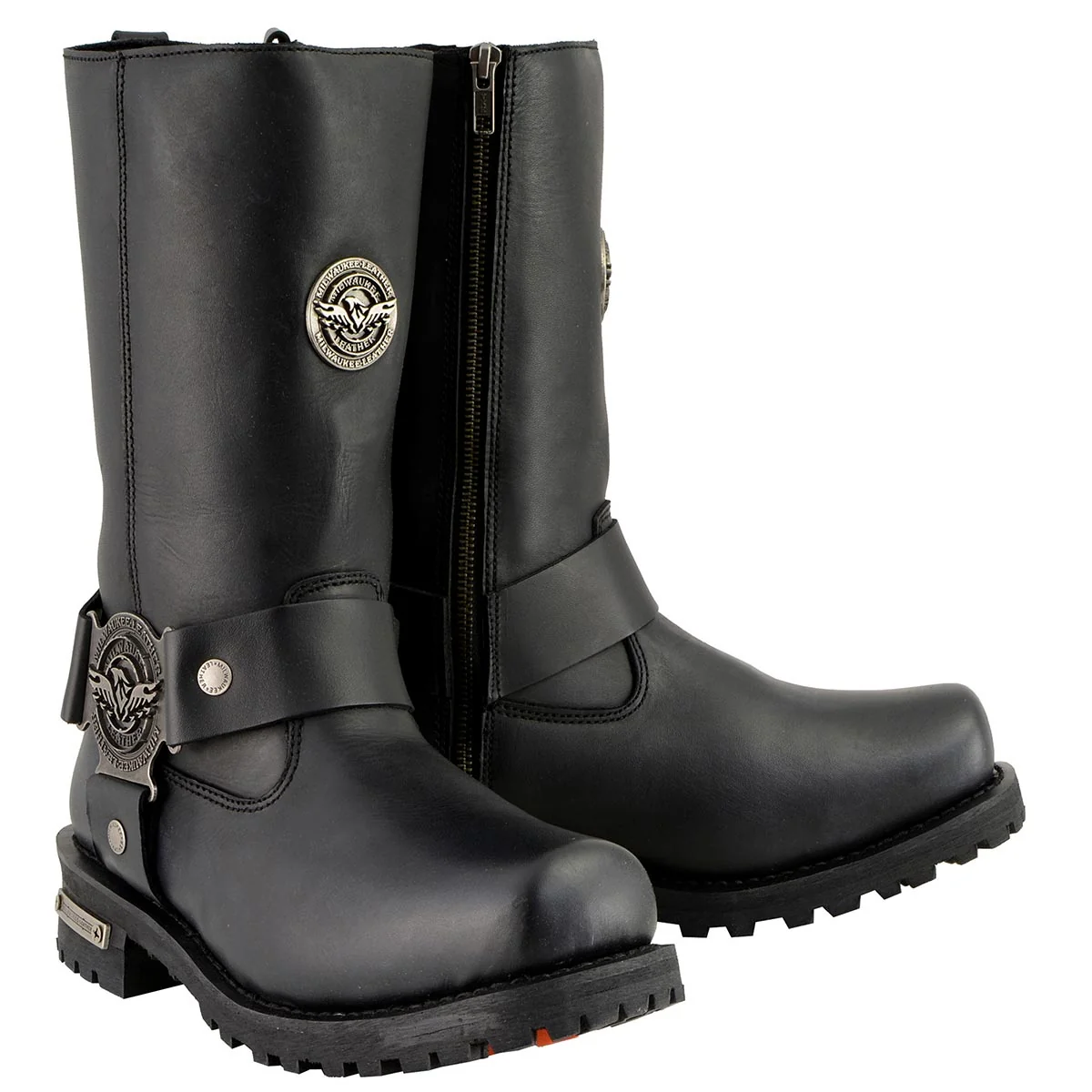 Environmentally Friendly Milwaukee Leather MBM9060W Men's Black Wide-Width 11-inch Classic Harness Square Toe Boots Convenient